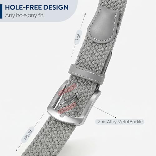 Image of SUOSDEY Men Stretch Braided Belt, Elastic Belt for Jeans Pants Casual Golf Belt 1 3 /8 inch