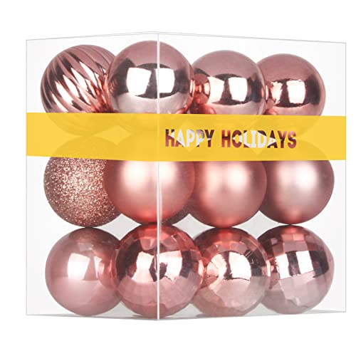 Rose Gold 3.2" Large Christmas Balls - Christmas Tree Decoration Ornaments Shatterproof Hanging Balls for Birthday Halloween Holiday Wedding Decorations Set of 18pcs