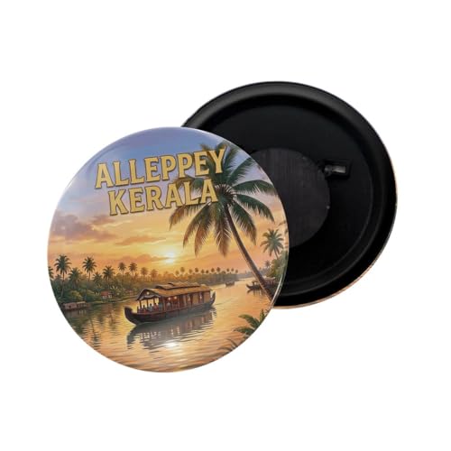 Image of dhcrafts Fridge Magnet Multicolor Kerala Alleppey Kerala Glossy Finish Design Pack of 1 (58mm)