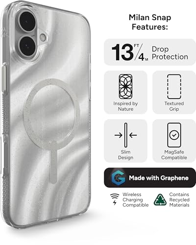 Coque iPhone 16 Plus Graphène ZAGG Milan Snap MagSafe Swirl Glitter - 3