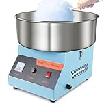Cotton Candy Machine Commercial, 1000W Candy Floss Machine, Blue Electric Cotton Candy Maker with Stainless Steel Bowl, Sugar Scoop, Cotton Candy Machine for Kids Birthday Home Carnival Family Party