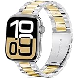 ✨【Conception Unique】: En matériau d'acier inoxydable de haute qualité, plusieurs polissages, texture mate brossée, l'acier inoxydable est durable et procure une sensation de puissance. Les bracelets de montre classiques à trois perles de qualité supérieure sans espace rendent votre montre plus chère et plus accrocheuse. Ce bracelet élégant et classique montrera toujours votre élégance et mettra en valeur votre style en toute occasion.