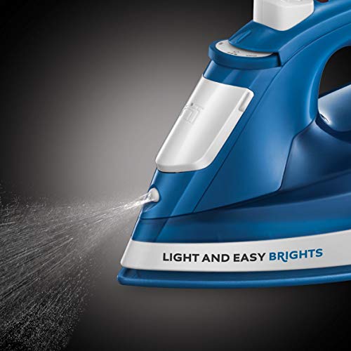 Russell-Hobbs-Plancha-de-Ropa-Light-Easy-Brights-2400-W-Suela-con-Revestimiento-de-Ceramica-Coloreada-Golpe-Vapor-90g-Tecnologia-Auto-Steam-Vapor-Vertical-Vaporizador-Azul-24830-56