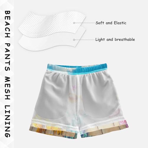 DOMIKING Sunglasses Kitten Blue Toddler Boys' Swim Trunks Mesh Lining Swim Shorts for Pool Gym Beach Adjustable Waist 2T4