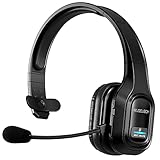 WUGEUSCH Wireless Headset with Microphone -Noise Canceling Headphones with Mic -Bluetooth On-Ear Earphones for Trucker, Office Work, Video Calling, Call Center (Wireless Headset)