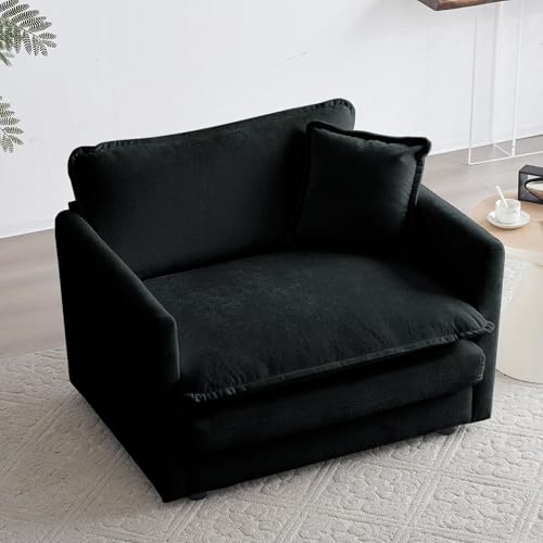 Sillón Chenille Negro Plegable miniatura 1
