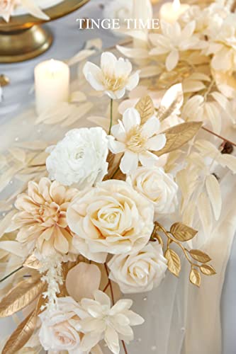 Tinge Time 6Ft Artificial Flower Garland Decoration With Scented Card, Handcrafted Floral Garland With Eucalyptus For Wedding Reception Sweetheart Table Banquet Hall Decor (Champagne) #TOP3