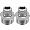 Beduan Stainless RV Faucet Adapter 1/2 NPT Male to 3/8 Comp. Male Faucet Supply Line Compression Fittings Adapter for RV Kitchen Plumbing Water Hose Pipe Connector (Pack of 2)