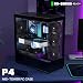 PCZZOI PC CASE ATX 4 Fans Pre-Installed, Type-C Mid Tower Computer Case with Full-View Dual Tempered Glass, Gaming PC Case,Black,P4