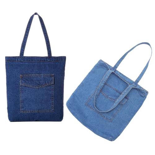Paquet Bandoulière Denim Grand Format en Coton Sac Fourre-tout Femme