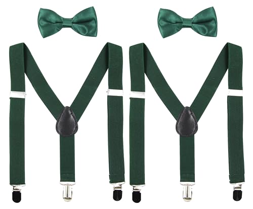 HANERDUN Kids Suspenders Bowtie Sets Adjustable Suspender Set for Boys and Girls