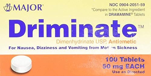 Qualitest Compare to Dramamine 50 mg. Tablets, Dimenhydrinate Tablets for Nausea, Dizziness and Vomiting - 100 Tablets #0431 (4 Pack (100 Count))