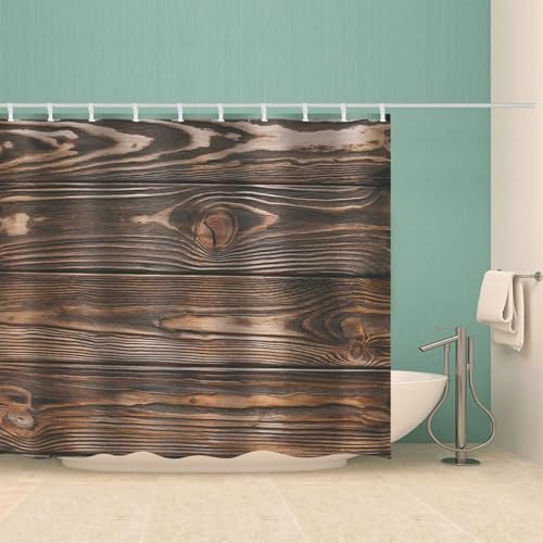 Rideau de douche marron en polyester imperméable de qualité supérieure avec œillets et anneaux - 4