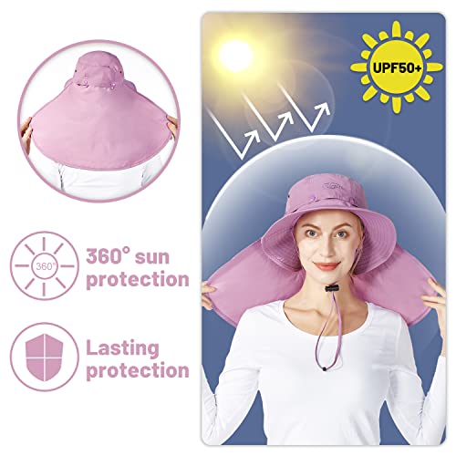 Image of Palmyth Head Net Hat, Sun Hat Safari Hat | UPF 50+, Removable Neck Flap, Water-Repellent, Wide Brim, Adjustable Chin Strap for Fishing and Gardening