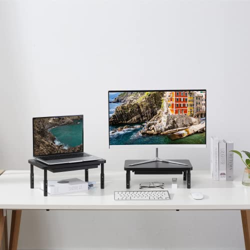 ETHU 3-Height Adjustable Wooden Monitor Stand Riser with Drawer, Black by ETHU - Used condition - Image 6