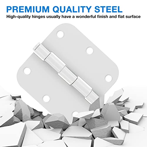 White Door Hinges 3.5" X 3.5 Inch Interior Door Hinges For Doors 3 1/2"5/8"Radius Door Hardware Non Removable Bedroom Door Hinge Bulk Heavy Duty Steel Bisagra De Puerta Blanca 3 Pack Door Accessories #TOP5