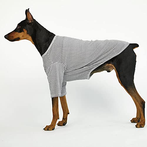Lucky Petter Gingham Dog Shirt For Small Large Dogs Plaid T-Shirts Dog Cotton Shirt Soft Breathable Checkerboard Basic Shirts (4X-Large, Black) #TOP2
