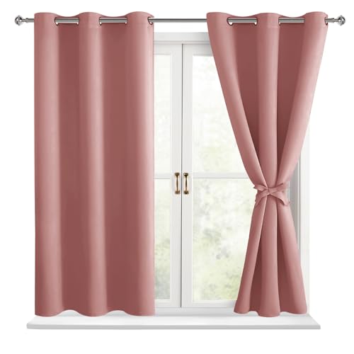 Hiasan Blackout Curtains for Bedroom, 2 Panels, Dusty Rose, 42 x 54 Inch