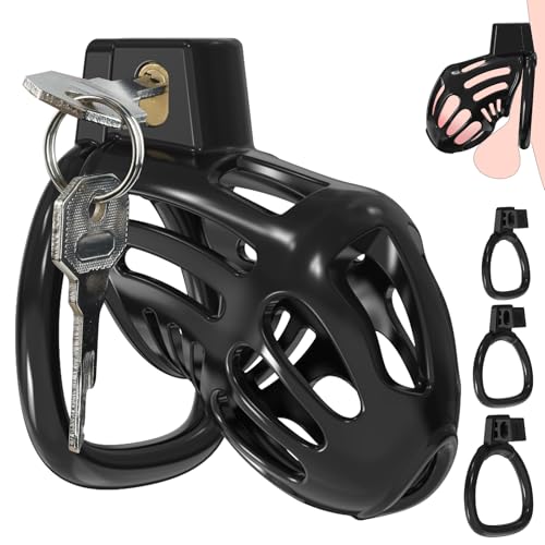 Male Chastity Cage Sex Toys - Lightweight Cock Cage with 3 Sizes Rings, BDSM Chastity Device Adult Sex Toys & Games for Men Penis Erection Control, Sex Novelties Bondage Gear & Accessories