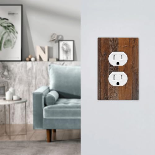 Rustic Brown Wood Board Natural Grain Print Outlet Covers 1 Gang Duplex Light Switch Cover Decorative Switch Plates Electrical Receptacle Faceplate Wall Plate for Farmhouse Home Decor by Nijuodnijir - Used condition - Image 7