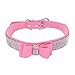 Howstar Pet Collars, Pet Supplies Adjustable Bowknot Dog Cat Necklace Rhinestone Crystal Bling Dog Collar (XS, Pink)