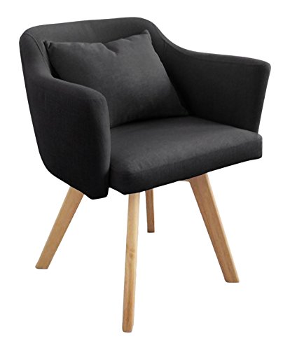 Menzzo Chaise/Fauteuil scandinave Dantes Tissu Noir, 58x58x70 cm