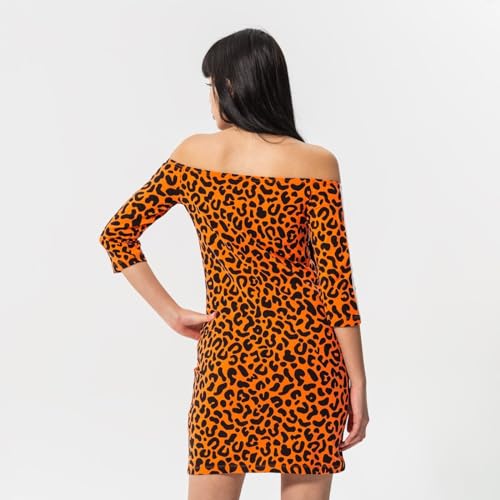 adidas Originals Womens Leopard Print Dress, Orange/Black, Small