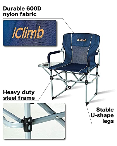 Iclimb 2 Heavy Duty Compact Folding Chair And 1 Folding Square Table Bundle For Two Adults Camping, Picnic, Backyards, Bbq #TOP3