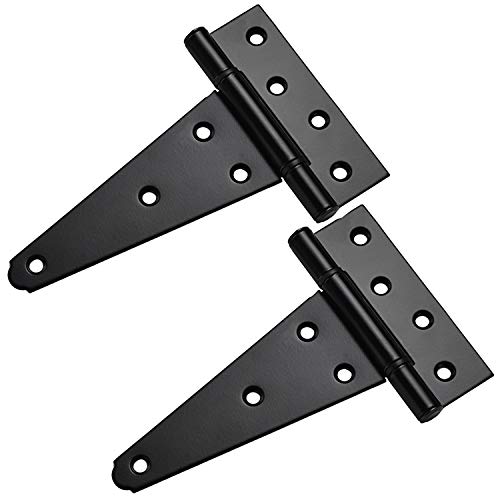 SANKINS 6 Inch T-Strap Shed Door Hinges Heavy Duty,Black Tee Hinge for Wooden Fences,Yard Door,Barn Door Gates, Wrought Hardware Rustproof,2Pack/Set by SANKINS - Used condition - Image 5
