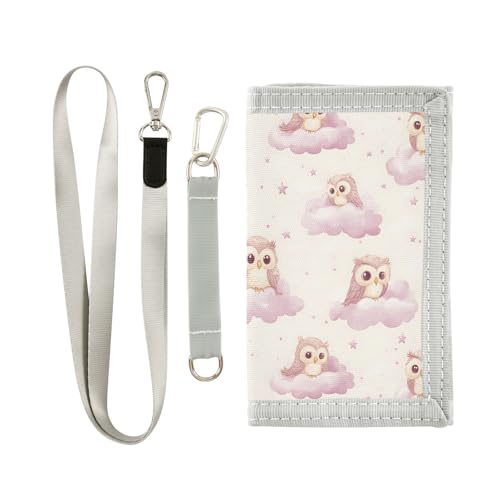 FOLIOSA Owl Cartoon Kids Wallet for Boys Girls Youth, Compact Fabric 4.9×2.9 in