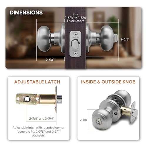 Copper Creek CK2040SS Colonial Door Knob, Keyed Entry Function, 1 Pack, Satin Stainless
