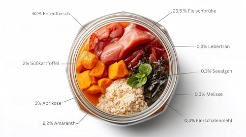 Pauls Beute Hochwertiges Hundefutter Nass | Single-Protein Ente 62% | 6 x 400g | Mit Süßkartoffel & Aprikose | Getreidefreies Nassfutter für ausgewachsene Hunde | Ohne Zusatzstoffe | Leicht verdaulich