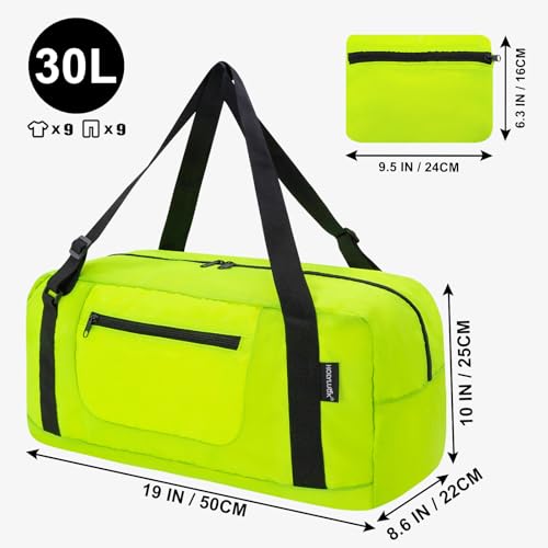Image of HOLYLUCK Foldable Travel Duffel Bag For Women & Men Luggage Great for Gym - Fluorescent yellow