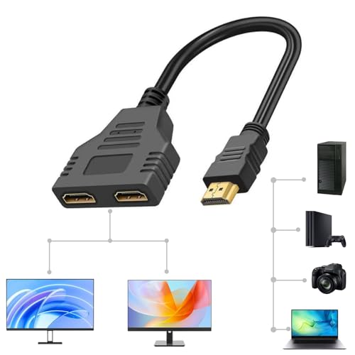 BaZuyunMd Répartiteur HDMI 1 x 2, multiplicateur de signal 4K, 1 entrée 2 sorties, compatible HDCP 1.4, pour téléviseurs LED, écrans LCD et projecteurs