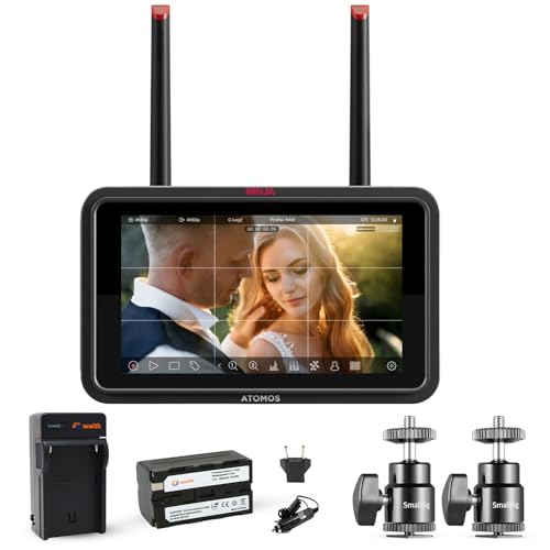 Atomos Ninja TX GO 5" Camera Monitor-Recorder, HDMI CFexpress Wi-Fi - HDR Resolution Touchscreen Display with Power Battery, Single Charger & Aluminum Alloy Camera Hot Shoe Mount (2 Pack) - Bundle Kit