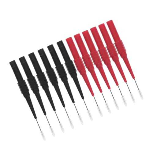 10PCS Back Probe Pins - Multimeter Test Leads - 0.7mm Wire Piercing Needle - Non-Destructive Copper Probe for Banana Plug Automotive Tester (Red+Black)