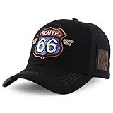 Trendy Apparel Shop Route 66 3D Embroidered Structured Mesh Back Baseball Cap - Black Black 2