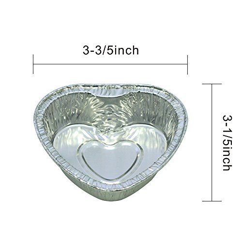Mystar Heart Shape Disposable Aluminum Foil, Mini Cupcake/Muffin Baking Cups (105 Ml), Pack Of 60 #TOP6