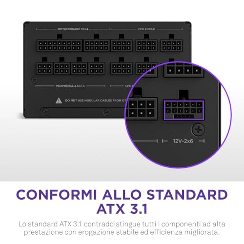 C1000 Gold ATX 3.1 - Alimentatore per PC da gaming completamente modulare a rumorosità ridotta - 1000 watt - 80 PLUS Gold - Connettore 12V-2x6 - Condensatori 100% giapponesi - Nero - Alimentatore - Immagine 2