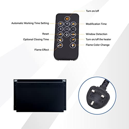 Electric Fireplace, ALPHA CAMP Electric Fire Heating Insert, Electric Stove Fire Heater Wall Built-in and Hung on with Remote Control, 3 LED Color 4 Flame Effect with Crystal, Black (30")