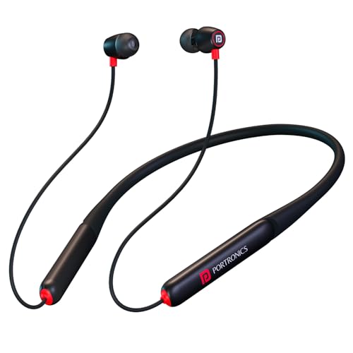 Image of Portronics Harmonics Z11 Pro in-Ear Bluetooth Earphone Neckband with Vibration Alert & Magnetic Latch (ON /Off), Upto 35 Hours Playtime,HD Call Clarity, BT 5.4V, Type C Fast Charging(Black)