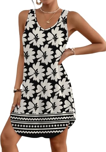 Image of Aokosor Womens Summer Dresses 2026 Loose V Neck Sleeveless Dress Sundresses Swimsuit Coverup Vacation Outfits