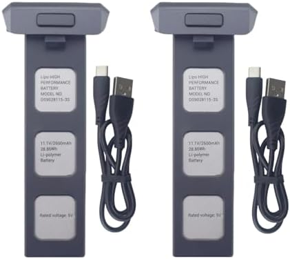 Fytoo 2PCS 3S 11.1V 2600mah Lithium Battery with 2PCS USB Charging Cable for SJRC F7 F7pro F7S F7GB2 9800FT RC Aerial RC Drone Spare Parts Quadcopter Battery