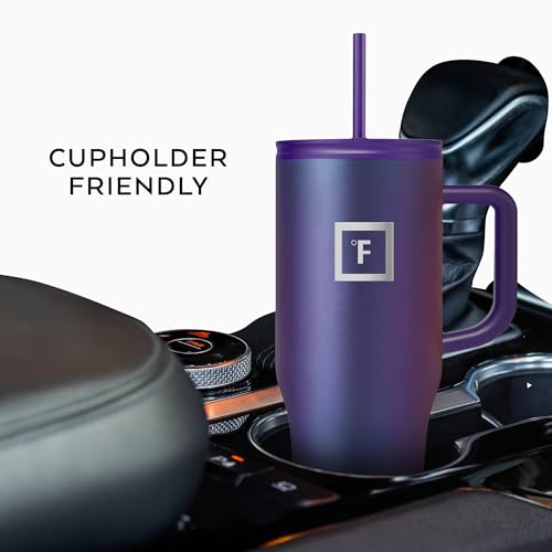 IRON °FLASK Co-Pilot Insulated Mug w/Straw & Flip Cap Lids - Cup Holder Bottle for Hot, Cold Drink - Leak-Proof - Water, Coffee Portable Travel Mug - Burgundy, 32 Oz by IRON °FLASK - Image 5