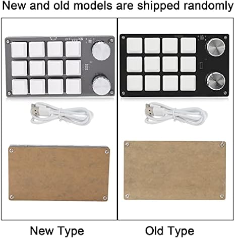 One Handed Programmable Mechanical Keyboard, 12 Keys RGB Programmable Macro Keyboard with Knob,Multifunctional Mechanical Gaming Keypad Function Keypad for (Black White)