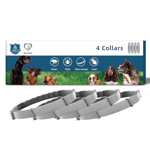 4 Collar contra Pulgas y Garrapatas para Perros y Gatos Control Antipulgas 8 Meses de Protección Collar Antipulgas para Perros de 65cm Taglia Unica (4pack)