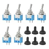 EHOENTROPY 6 interruttori a levetta 12 V 2 poli mini interruttori 12 V ,2 connettori, 2 posizioni 6 A/125 V 2 pin MTS-101 per l'installazione in case apparecchi elettrici e automobili