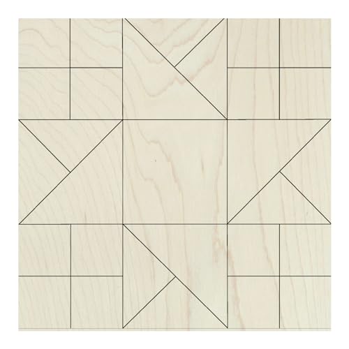 Barn Quilt Sign | Unfinished Wood Quilt Block Painting Sign | DIY Painting Craft Kit for Adults | Farmhouse Wall Art and Quilting Decor (9 inches, Double Friendship Star)
