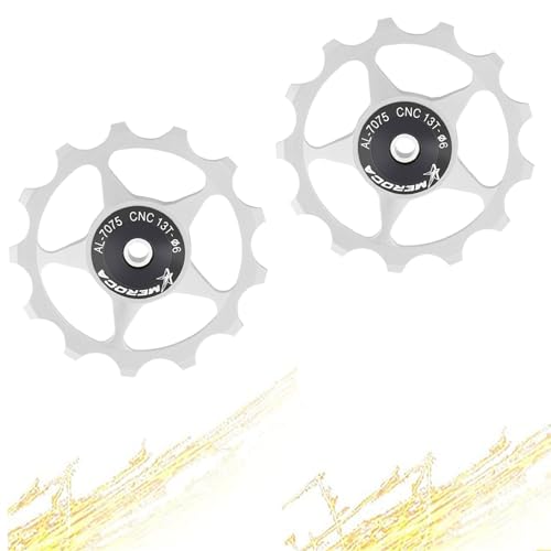 2PCS 13T Bicycle Rear Derailleur Pulley Jockey Wheel Aluminium Alloy Guide Wheel Bike Derailleur Accessories Guide Roller Part for Mountain Road Bikes Bicycles