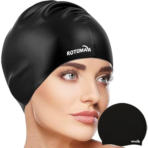 Rotema Swim Cap,Swim Cap Women Adult,Swimming Cap,Swim Caps for Women,Swim Cap for Men(Black) Cover